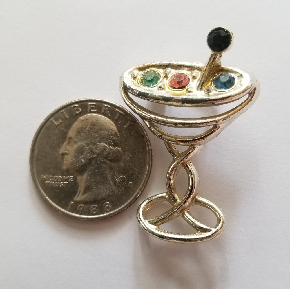 Relisted - Vintage martini brooch pin colorful rhinestones drink - Picture 4 of 10